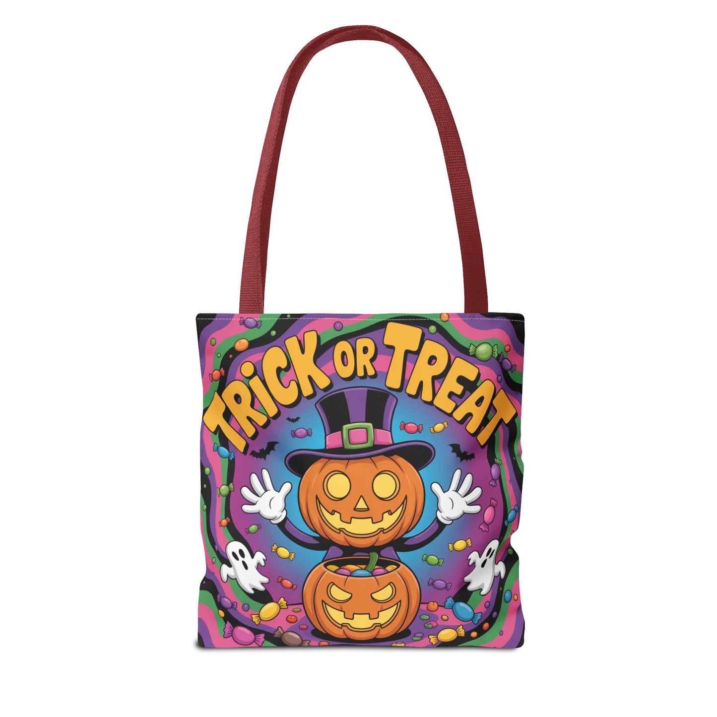 Halloween Trick or Treat Tote Bag, Spooky Autumn Shopping Bag, Pumpkin Design, Halloween Party Accessory, Reusable Gift Bag