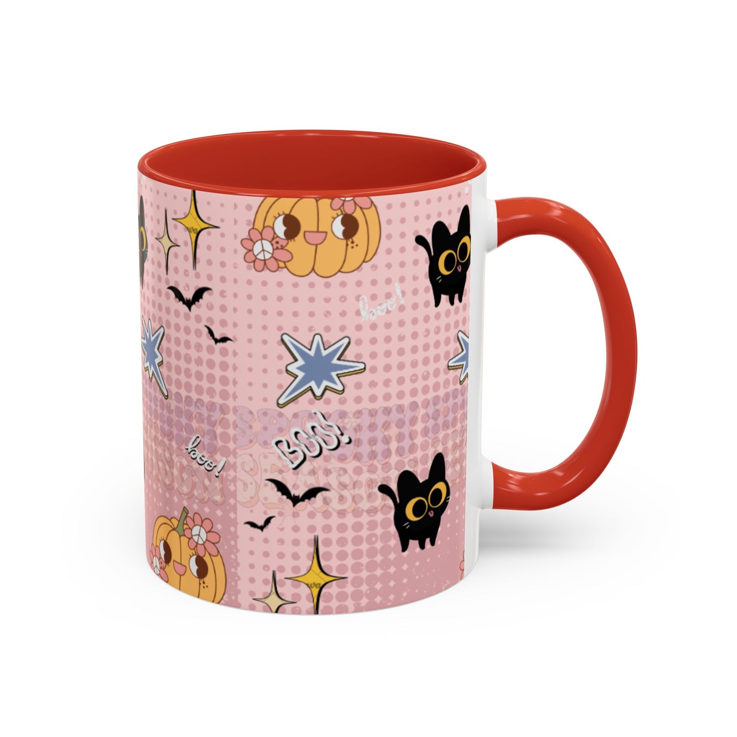 Whimsical Halloween Accent Coffee Mug, Cute Cat & Pumpkin Design, Perfect Gift for Cat Lovers, Holiday Decor, Spooky Season