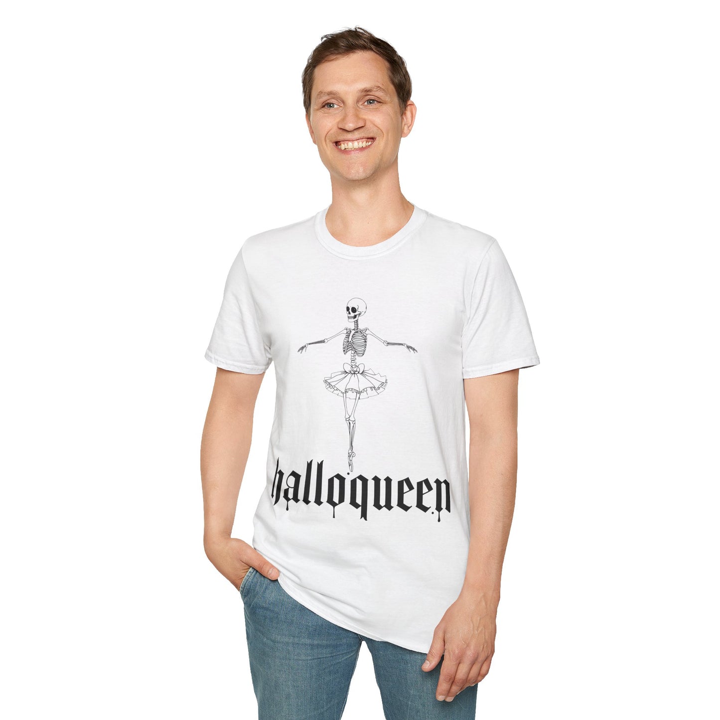 Halloween Unisex Softstyle T-Shirt, Spooky Season Tee, HalloQueen Shirt, October Apparel, Ghostly Graphic Tee
