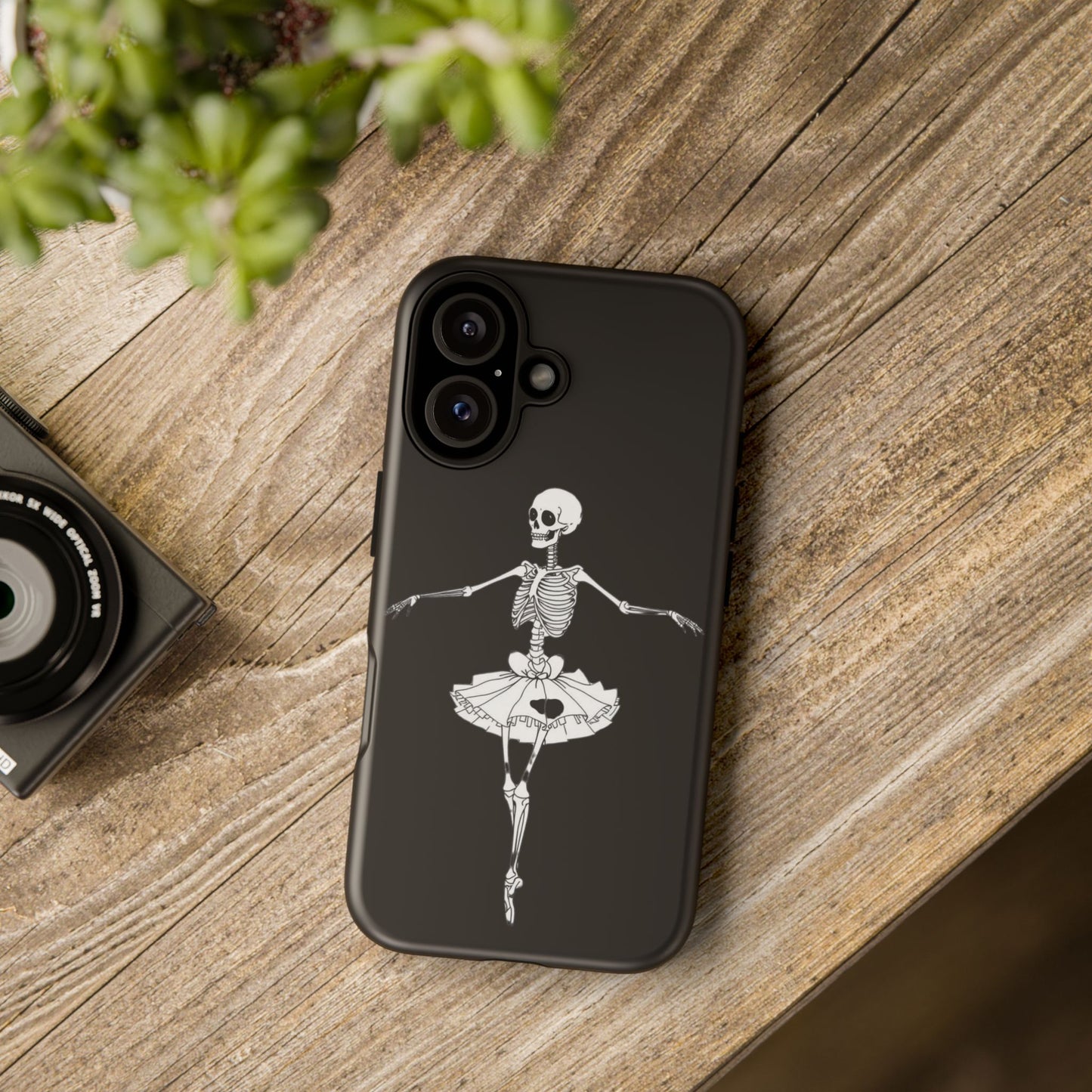 Skeleton Ballerina Phone Case, Tough Phone Cover for Dance Lovers, Unique Skeleton Design, Halloween Gift, Durable Shell