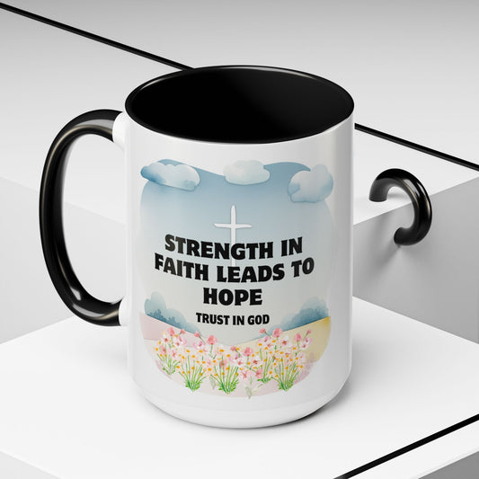 Inspirational Coffee Mug, Faith Motivational Cup for Christians, Hope Gift, Home Office Decor, Religious Drinkware, Encouragement Mug