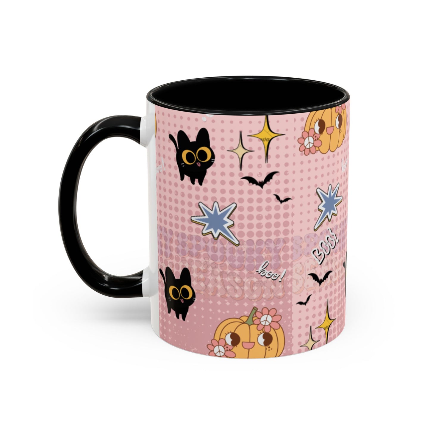 Whimsical Halloween Accent Coffee Mug, Cute Cat & Pumpkin Design, Perfect Gift for Cat Lovers, Holiday Decor, Spooky Season