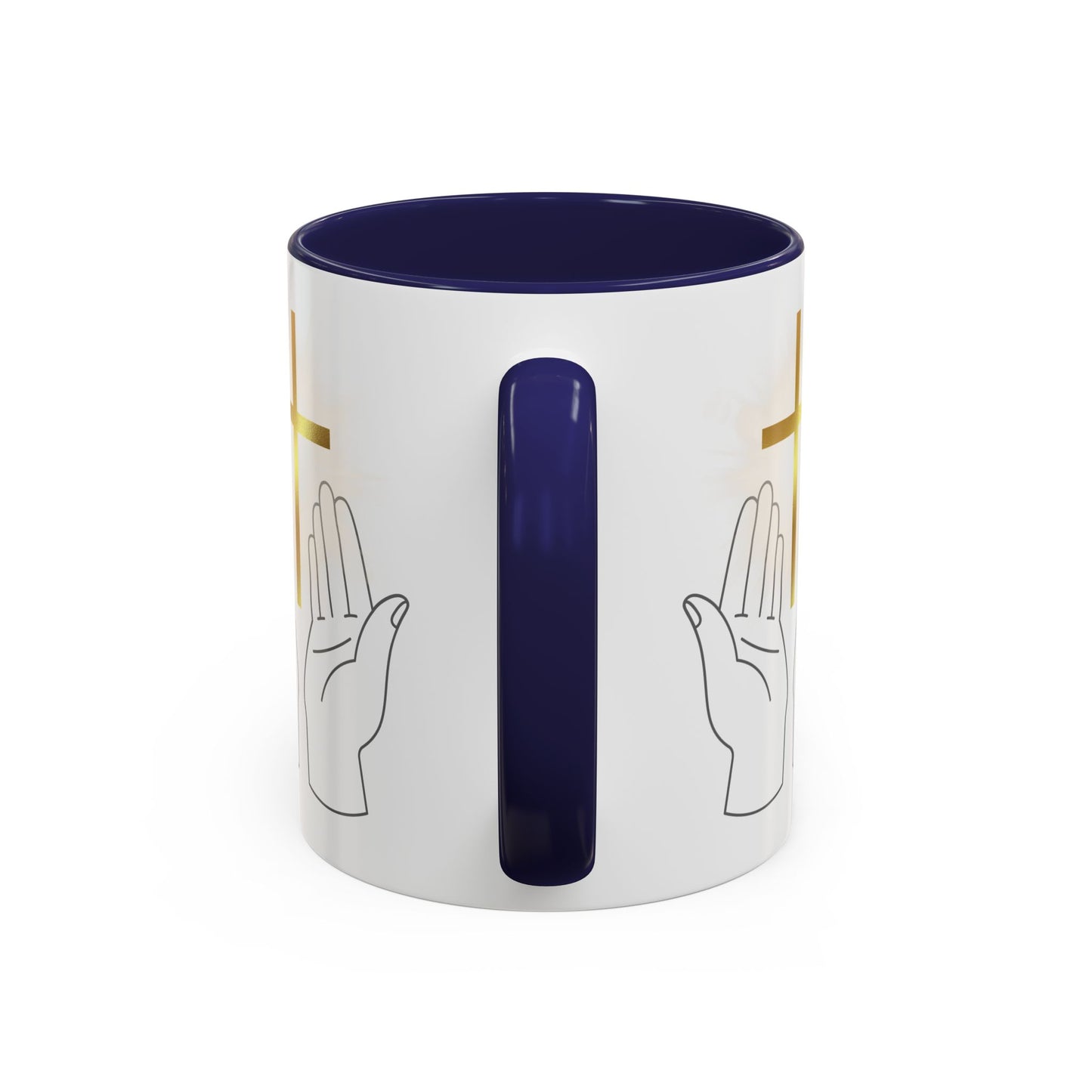 Faith-Inspired Accent Coffee Mug with Hands and Cross - Perfect Gift for Spiritual Gatherings, Daily Motivation, and Religious Celebrations