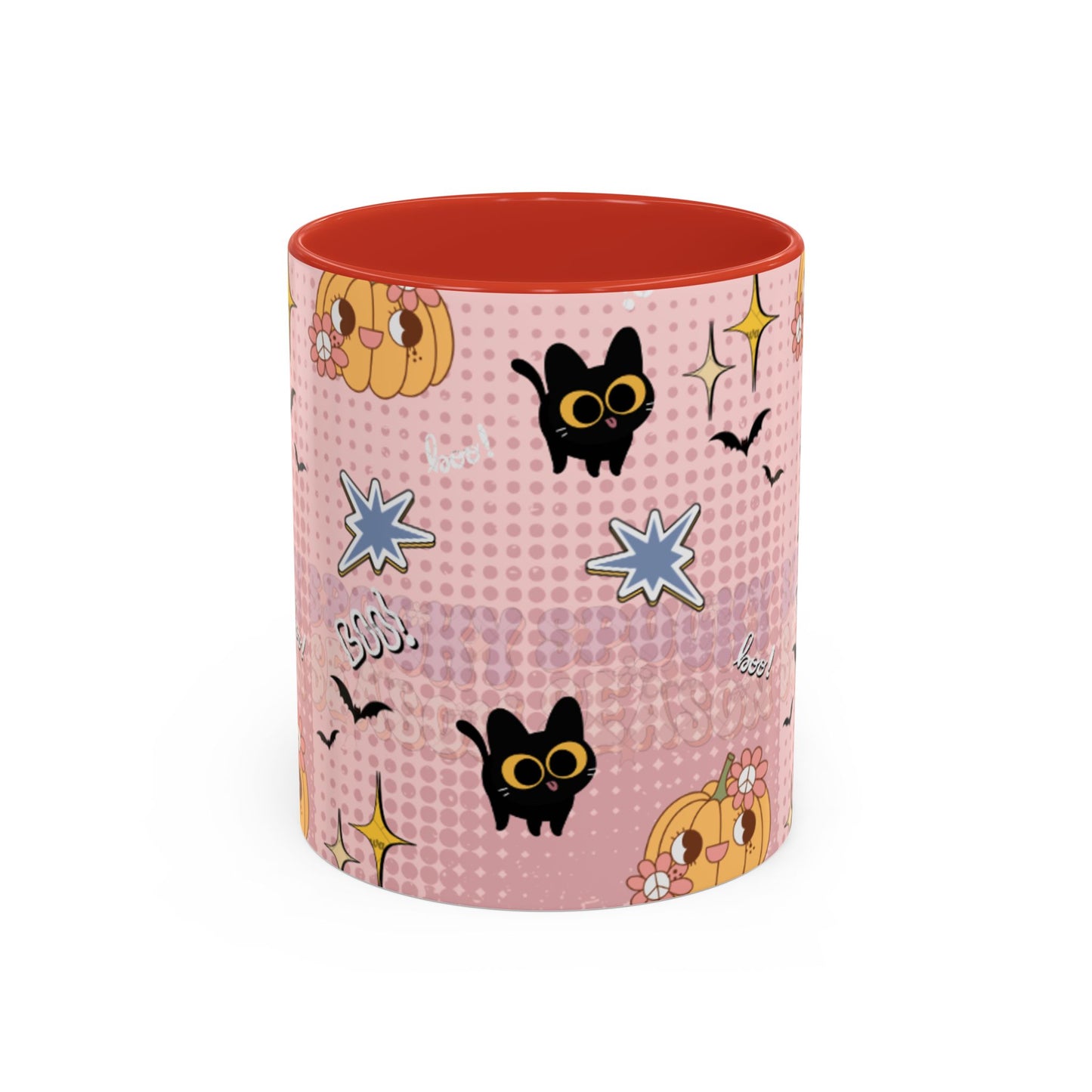 Whimsical Halloween Accent Coffee Mug, Cute Cat & Pumpkin Design, Perfect Gift for Cat Lovers, Holiday Decor, Spooky Season