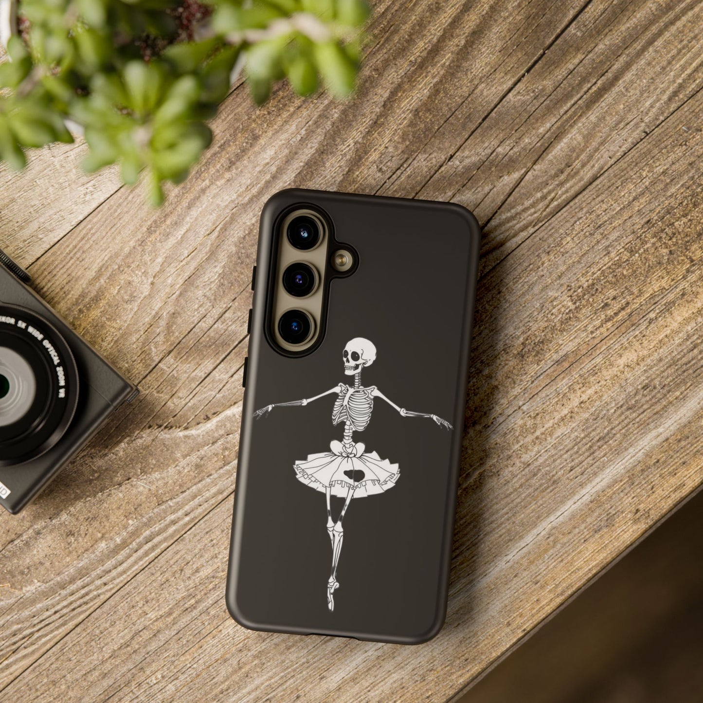 Skeleton Ballerina Phone Case, Tough Phone Cover for Dance Lovers, Unique Skeleton Design, Halloween Gift, Durable Shell