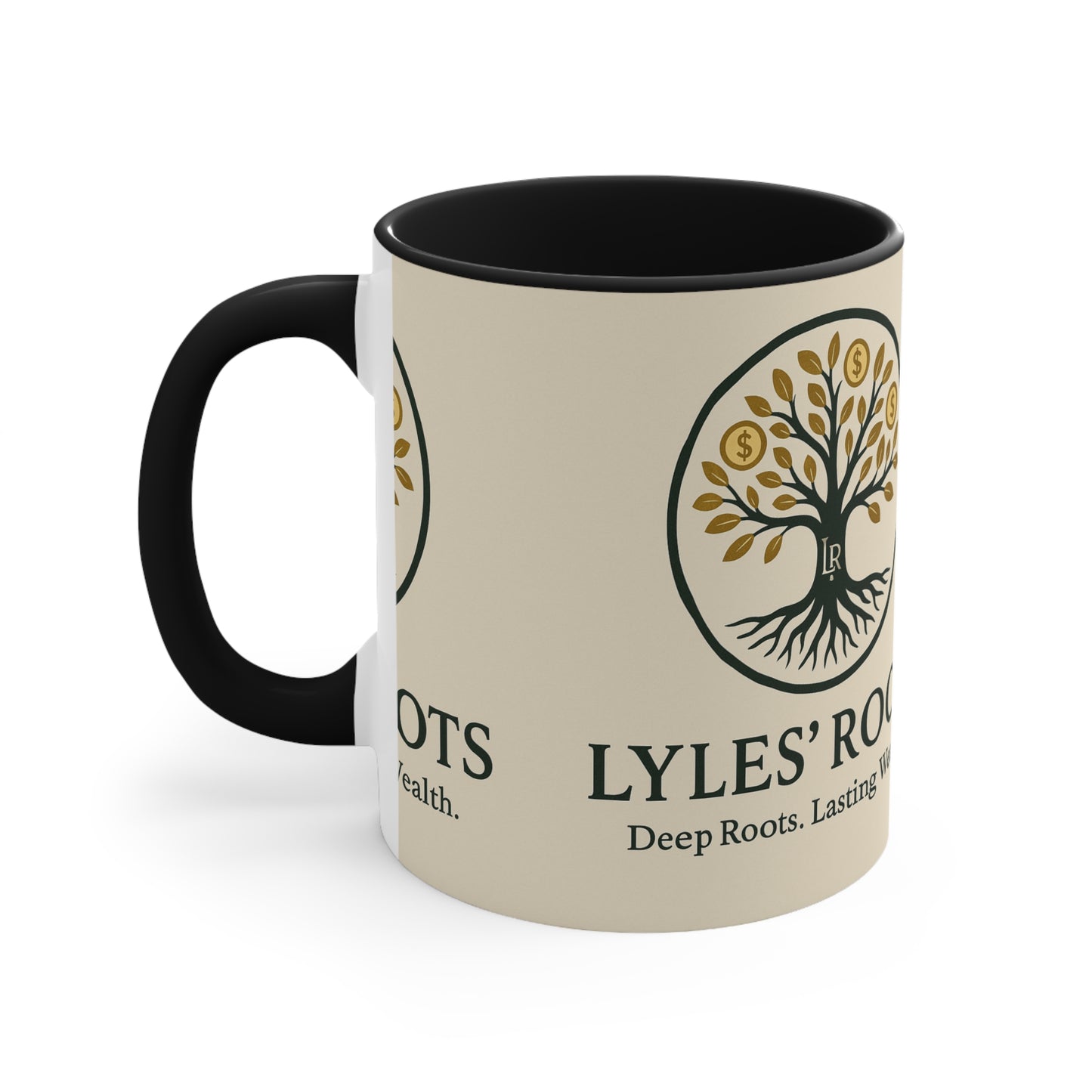 Lyles Roots of Wealth brand Accent Mug - Inspirational Coffee Cup for Financial Freedom, Gift for Entrepreneurs, Office Décor, Motivational Tea Cup