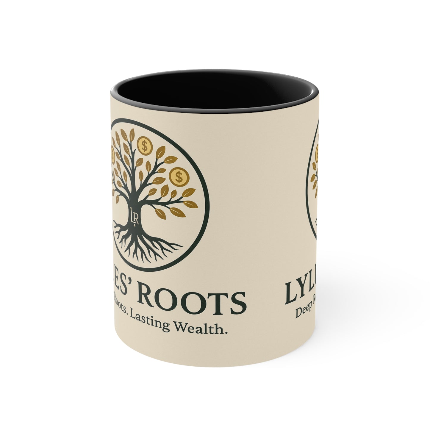 Lyles Roots of Wealth brand Accent Mug - Inspirational Coffee Cup for Financial Freedom, Gift for Entrepreneurs, Office Décor, Motivational Tea Cup