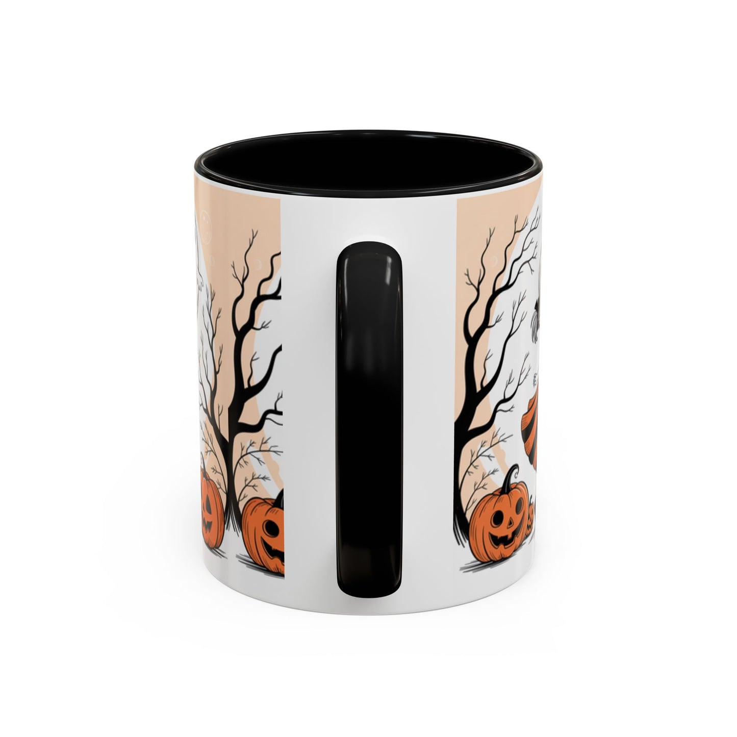 Halloween Accent Coffee Mug - Spooky Pumpkin Design, Ghost and Girl, Fall Decor, Perfect Gift for Halloween, Unique Ceramic Cup