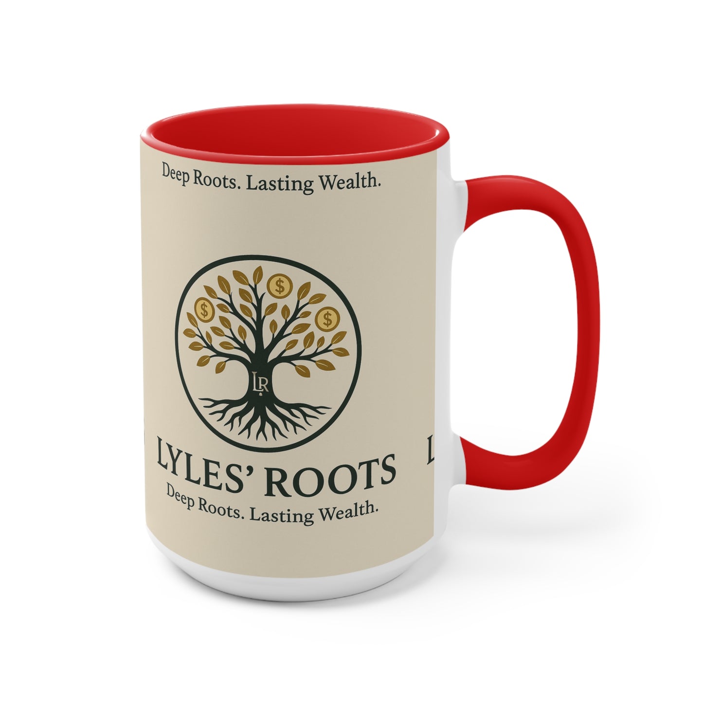 Lyles Roots of Wealth brand Accent Mug - Inspirational Coffee Cup for Financial Freedom, Gift for Entrepreneurs, Office Décor, Motivational Tea Cup