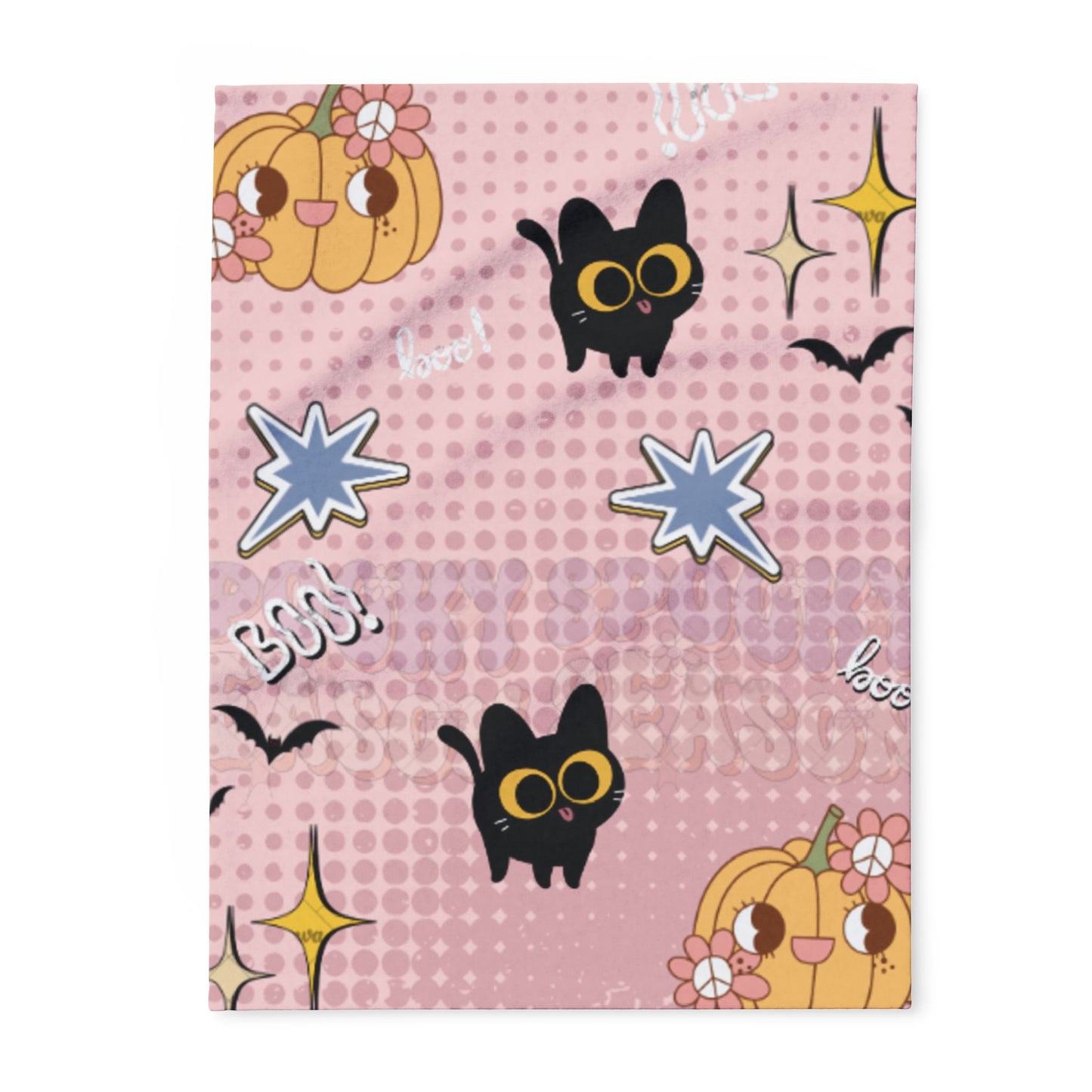 Cozy Halloween Cat Blanket, Fleece Throw for Autumn Decor, Cute Cat and Pumpkin Design, Perfect for Spooky Season, Gift for Cat Lovers