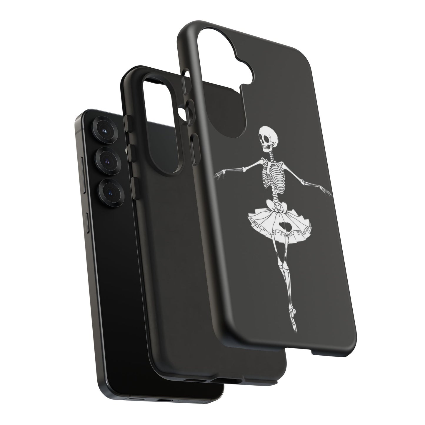Skeleton Ballerina Phone Case, Tough Phone Cover for Dance Lovers, Unique Skeleton Design, Halloween Gift, Durable Shell