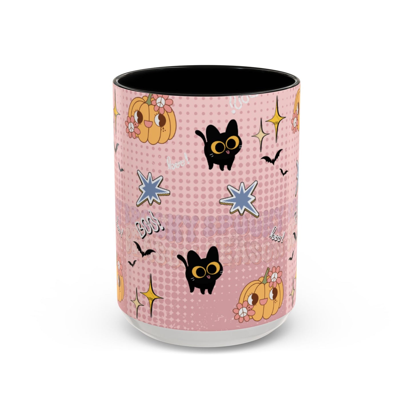 Whimsical Halloween Accent Coffee Mug, Cute Cat & Pumpkin Design, Perfect Gift for Cat Lovers, Holiday Decor, Spooky Season