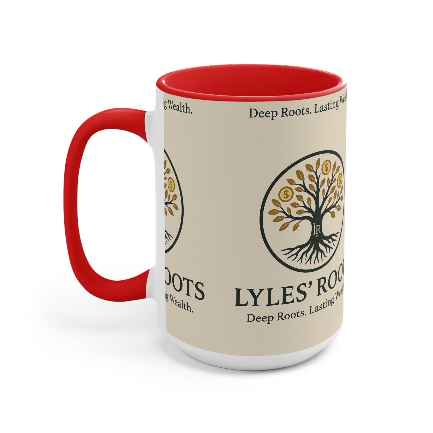 Lyles Roots of Wealth brand Accent Mug - Inspirational Coffee Cup for Financial Freedom, Gift for Entrepreneurs, Office Décor, Motivational Tea Cup