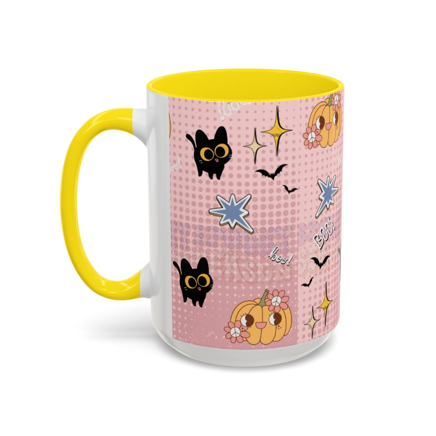 Whimsical Halloween Accent Coffee Mug, Cute Cat & Pumpkin Design, Perfect Gift for Cat Lovers, Holiday Decor, Spooky Season