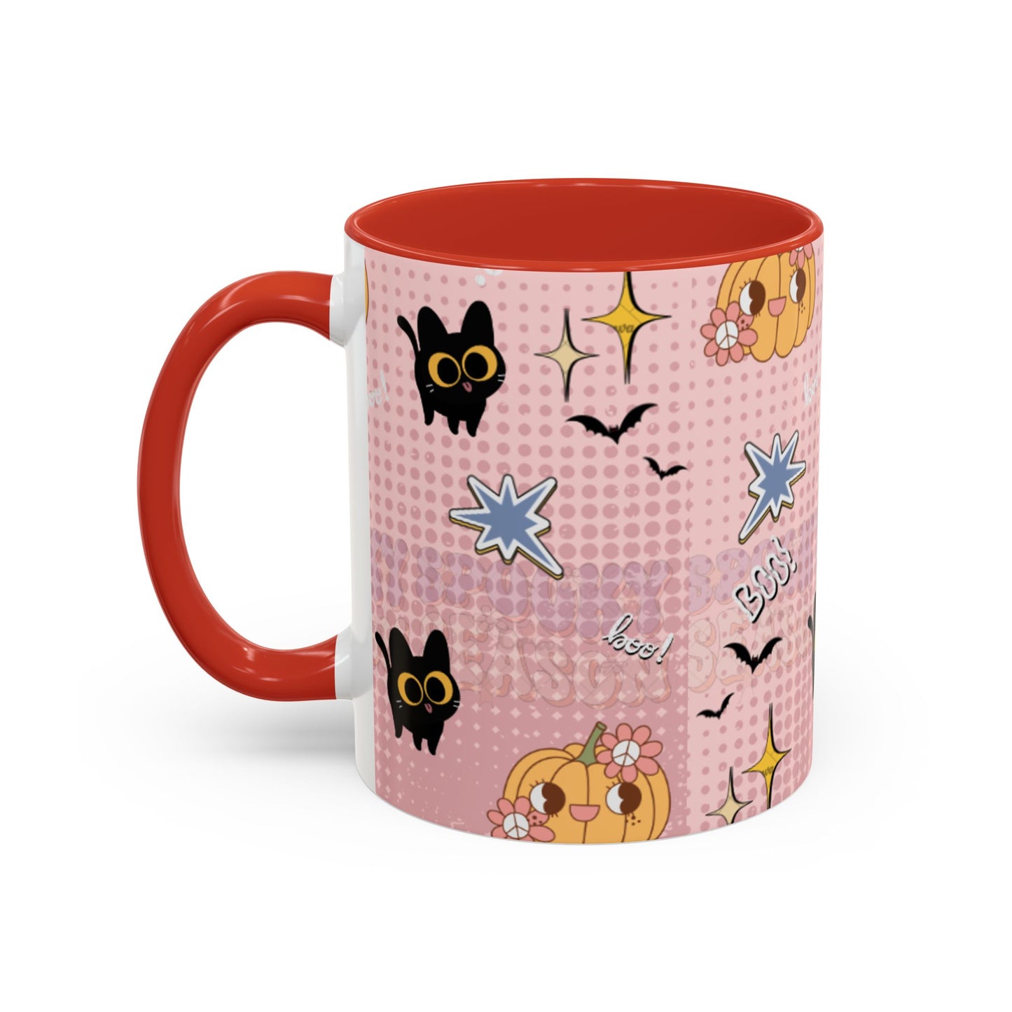 Whimsical Halloween Accent Coffee Mug, Cute Cat & Pumpkin Design, Perfect Gift for Cat Lovers, Holiday Decor, Spooky Season