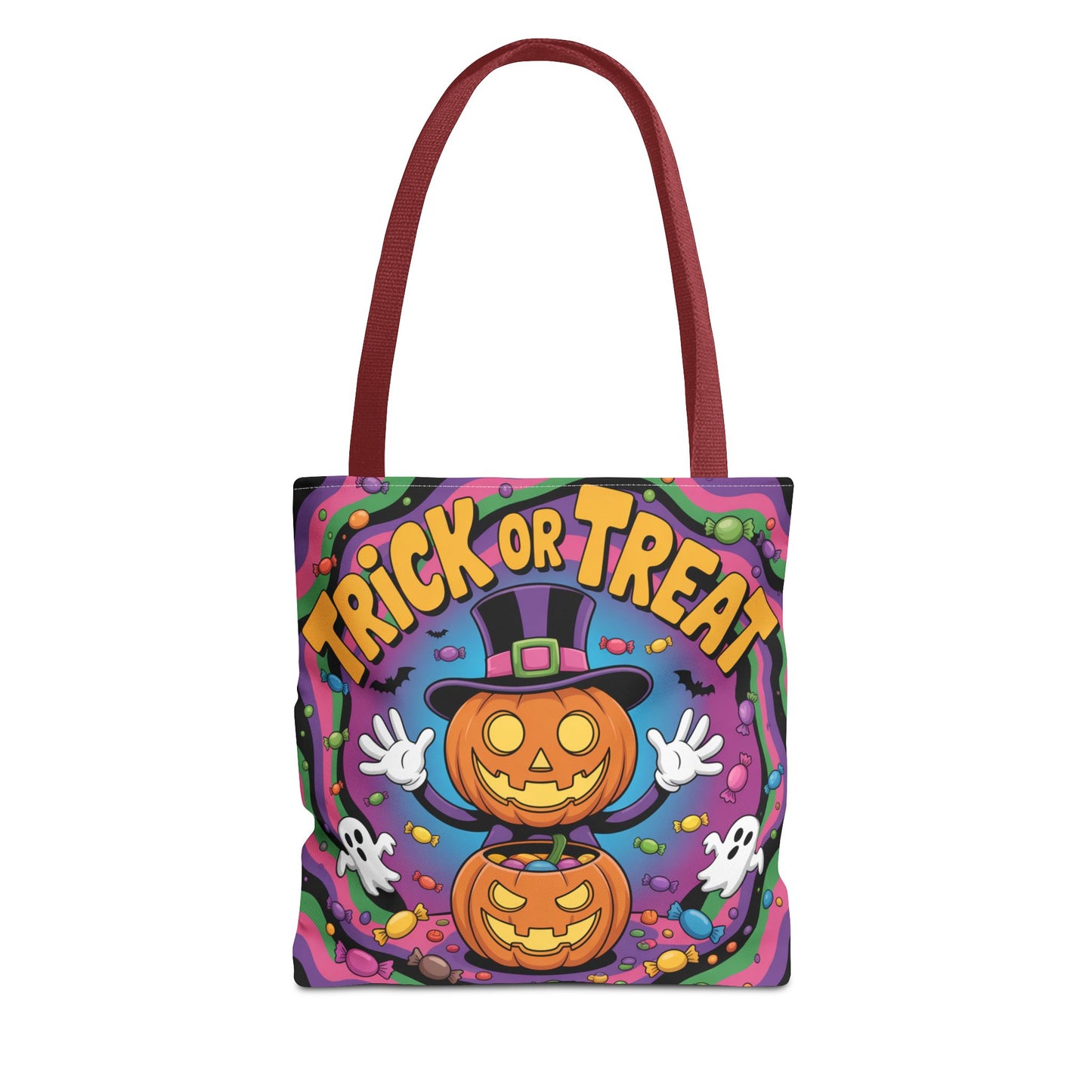 Halloween Trick or Treat Tote Bag, Spooky Autumn Shopping Bag, Pumpkin Design, Halloween Party Accessory, Reusable Gift Bag