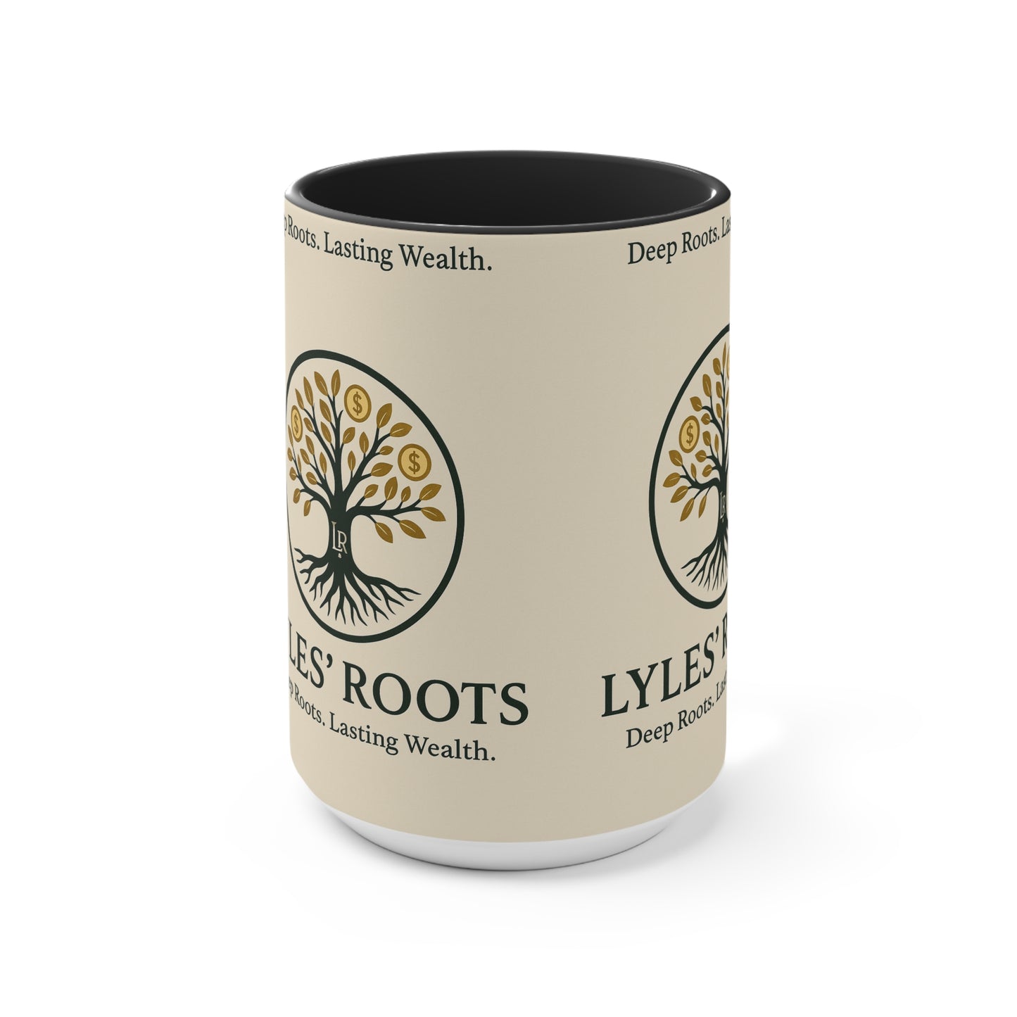 Lyles Roots of Wealth brand Accent Mug - Inspirational Coffee Cup for Financial Freedom, Gift for Entrepreneurs, Office Décor, Motivational Tea Cup