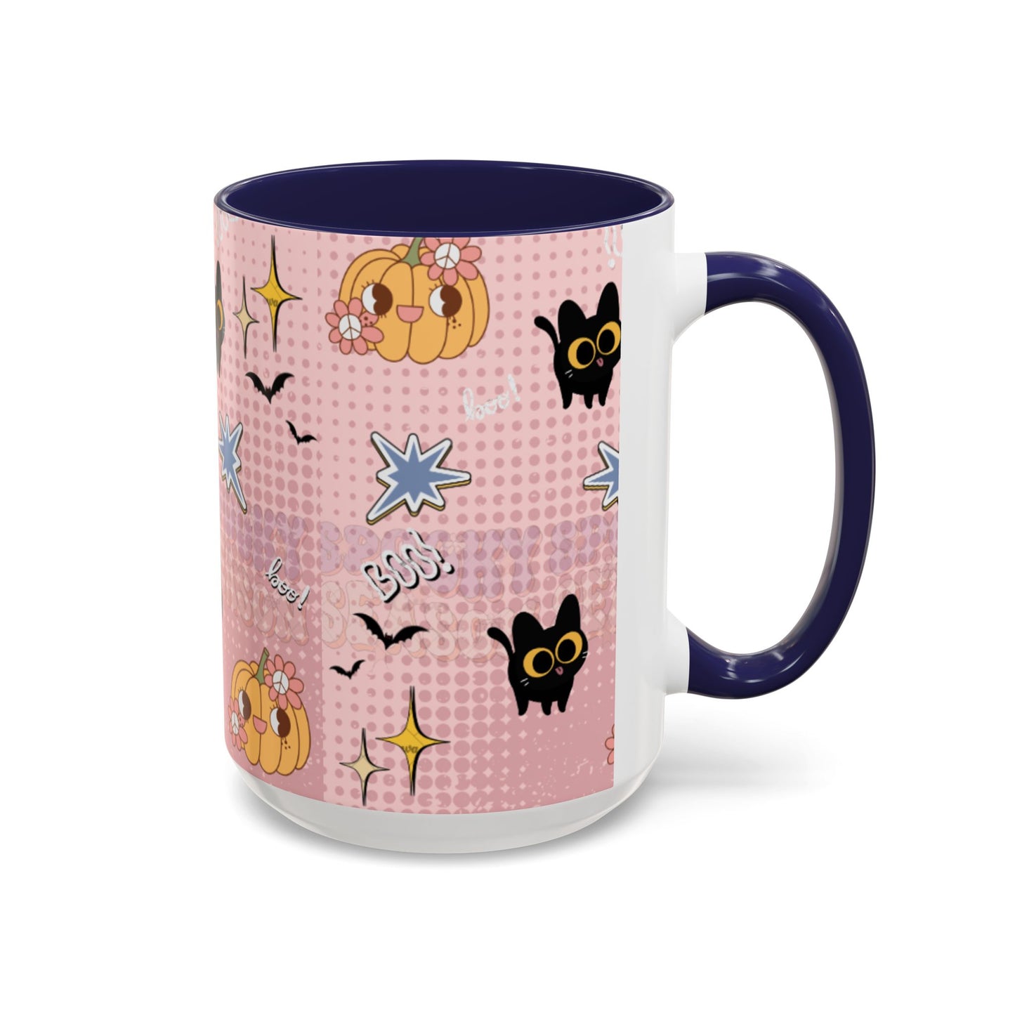Whimsical Halloween Accent Coffee Mug, Cute Cat & Pumpkin Design, Perfect Gift for Cat Lovers, Holiday Decor, Spooky Season