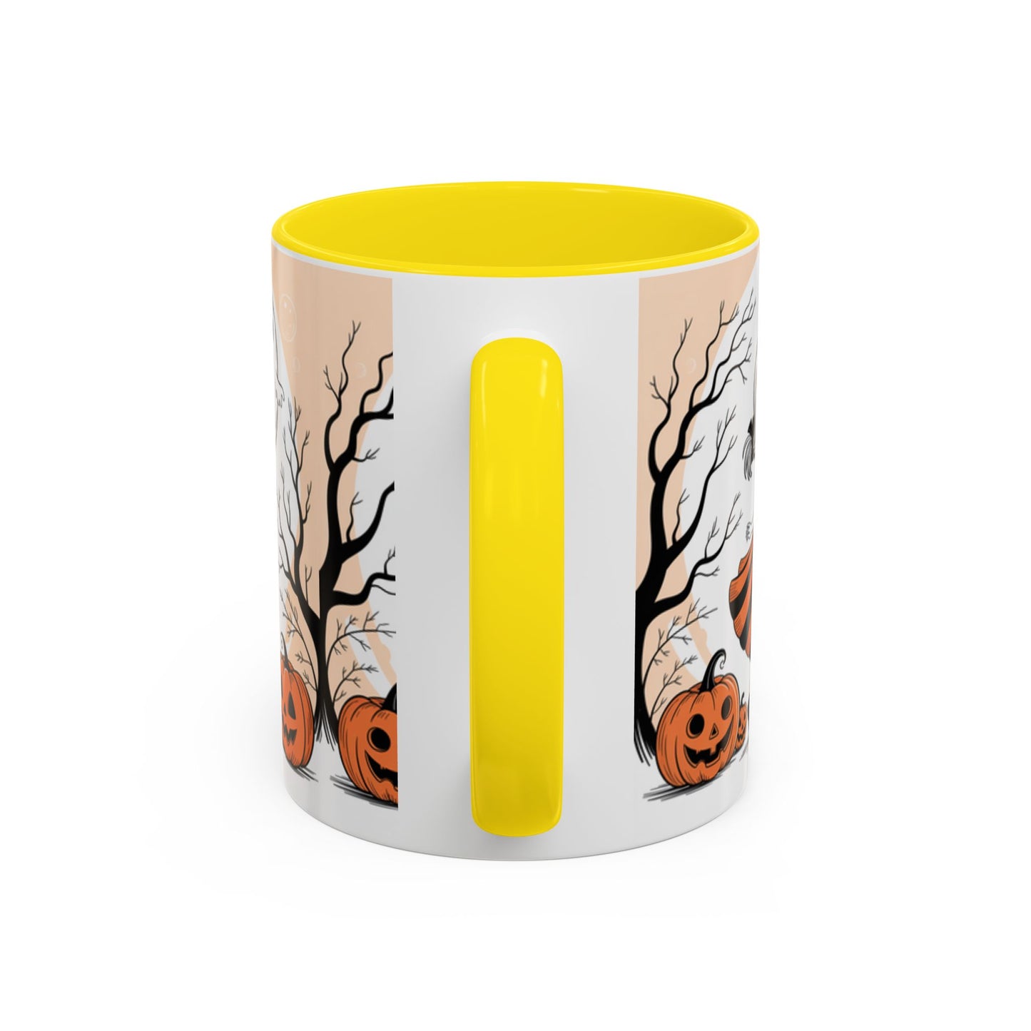 Halloween Accent Coffee Mug - Spooky Pumpkin Design, Ghost and Girl, Fall Decor, Perfect Gift for Halloween, Unique Ceramic Cup