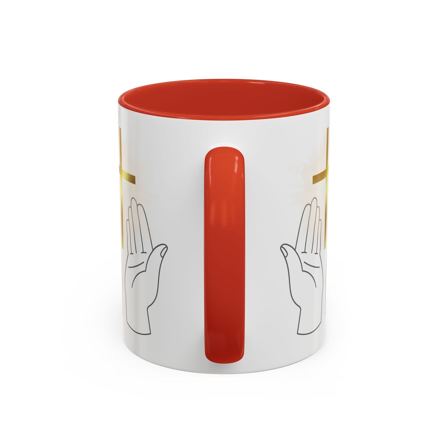 Faith-Inspired Accent Coffee Mug with Hands and Cross - Perfect Gift for Spiritual Gatherings, Daily Motivation, and Religious Celebrations