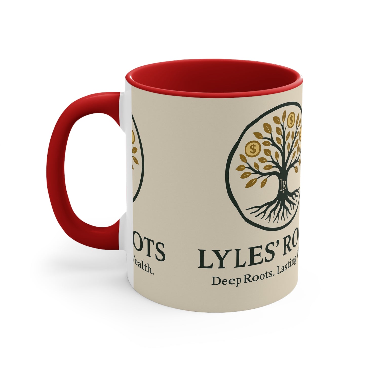 Lyles Roots of Wealth brand Accent Mug - Inspirational Coffee Cup for Financial Freedom, Gift for Entrepreneurs, Office Décor, Motivational Tea Cup