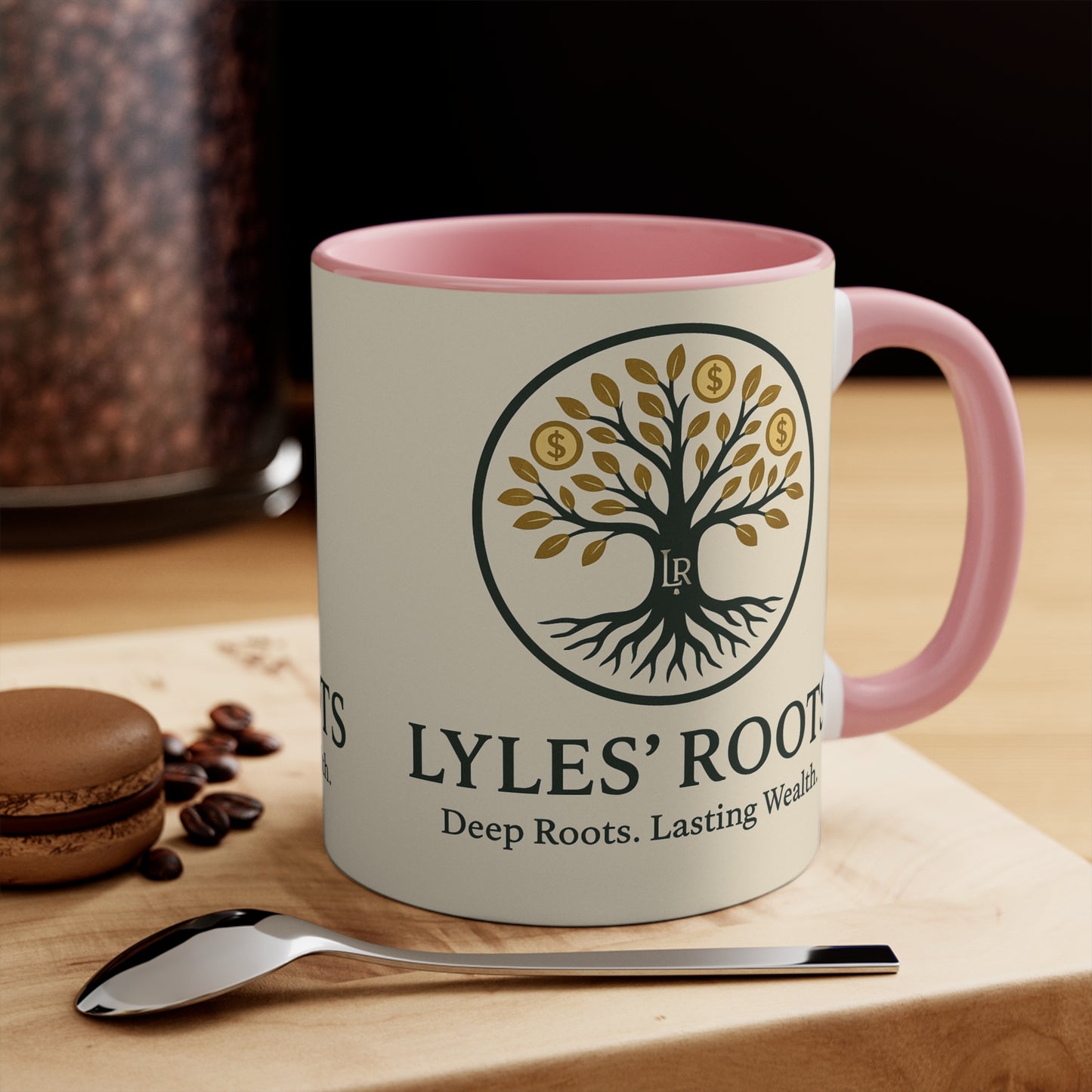 Lyles Roots of Wealth brand Accent Mug - Inspirational Coffee Cup for Financial Freedom, Gift for Entrepreneurs, Office Décor, Motivational Tea Cup