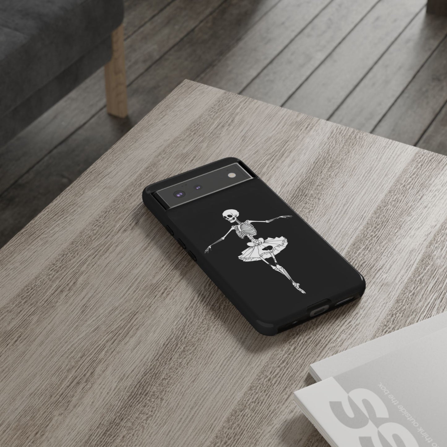 Skeleton Ballerina Phone Case, Tough Phone Cover for Dance Lovers, Unique Skeleton Design, Halloween Gift, Durable Shell