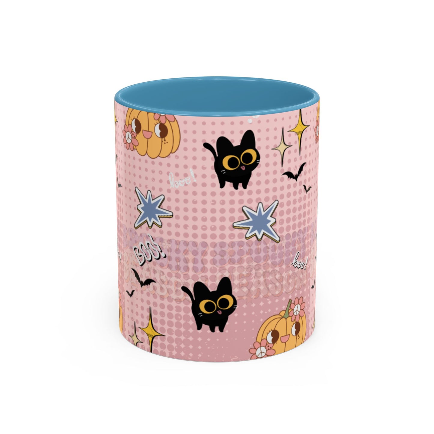 Whimsical Halloween Accent Coffee Mug, Cute Cat & Pumpkin Design, Perfect Gift for Cat Lovers, Holiday Decor, Spooky Season