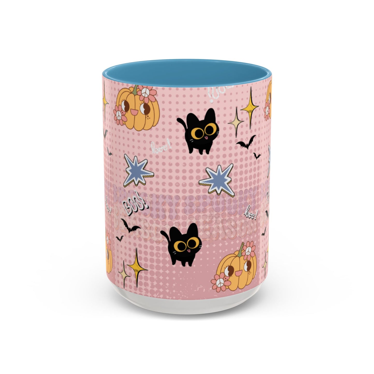 Whimsical Halloween Accent Coffee Mug, Cute Cat & Pumpkin Design, Perfect Gift for Cat Lovers, Holiday Decor, Spooky Season