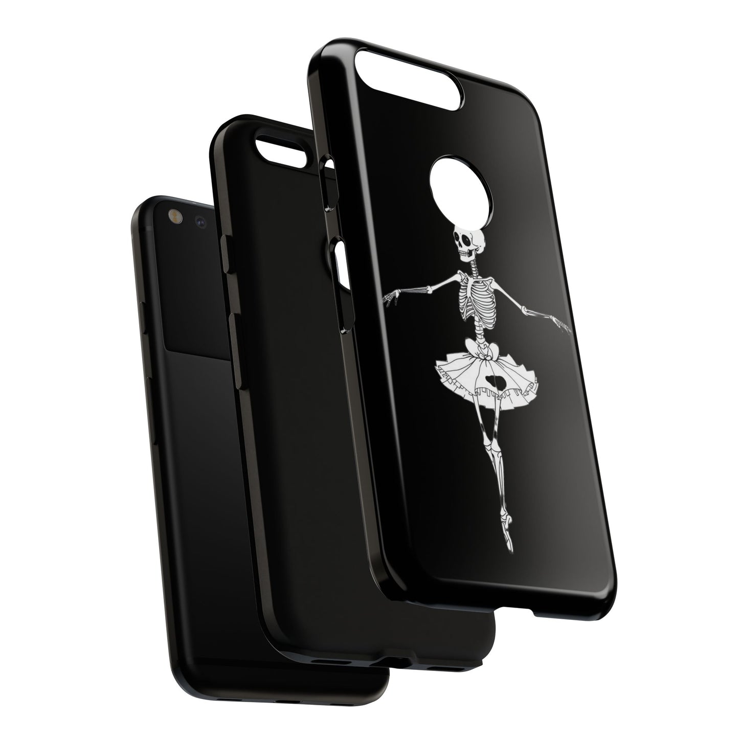 Skeleton Ballerina Phone Case, Tough Phone Cover for Dance Lovers, Unique Skeleton Design, Halloween Gift, Durable Shell