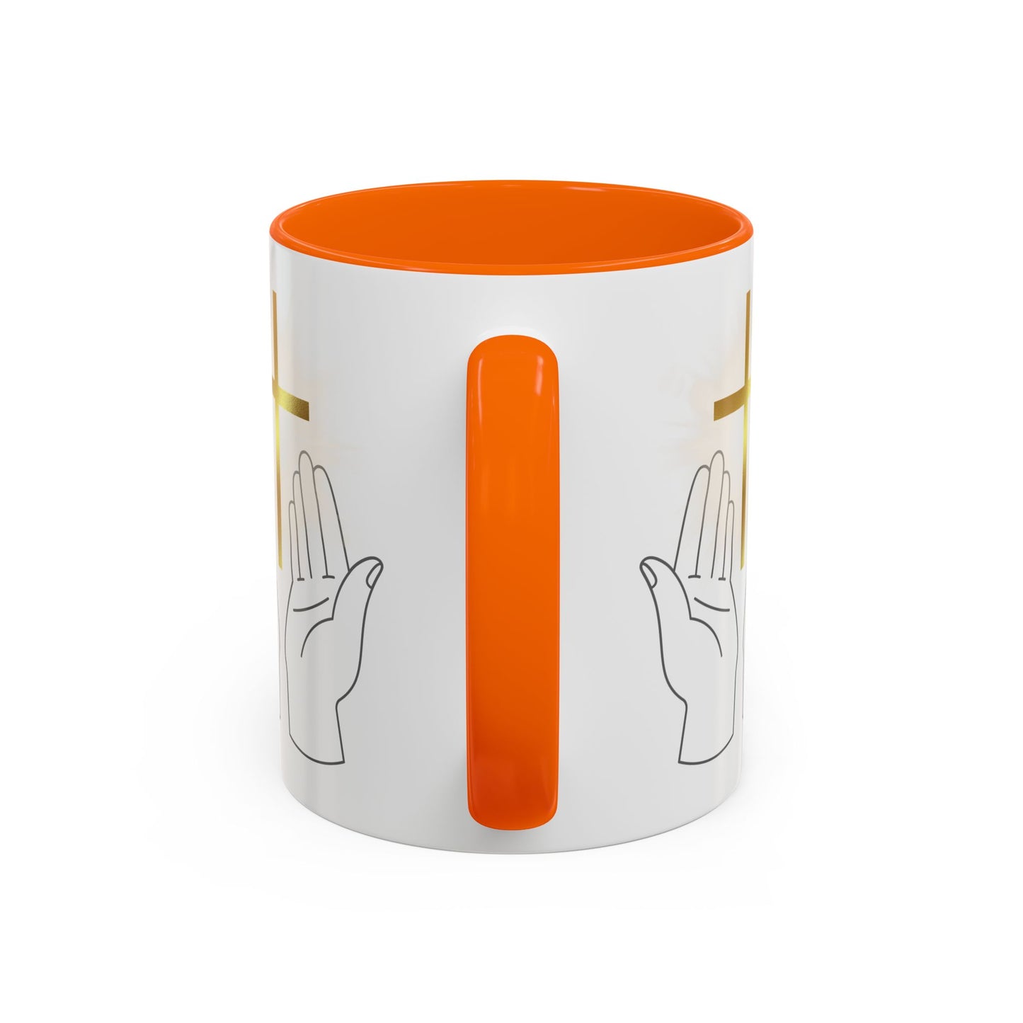 Faith-Inspired Accent Coffee Mug with Hands and Cross - Perfect Gift for Spiritual Gatherings, Daily Motivation, and Religious Celebrations
