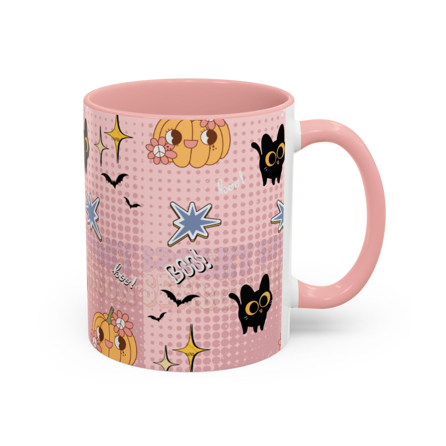 Whimsical Halloween Accent Coffee Mug, Cute Cat & Pumpkin Design, Perfect Gift for Cat Lovers, Holiday Decor, Spooky Season