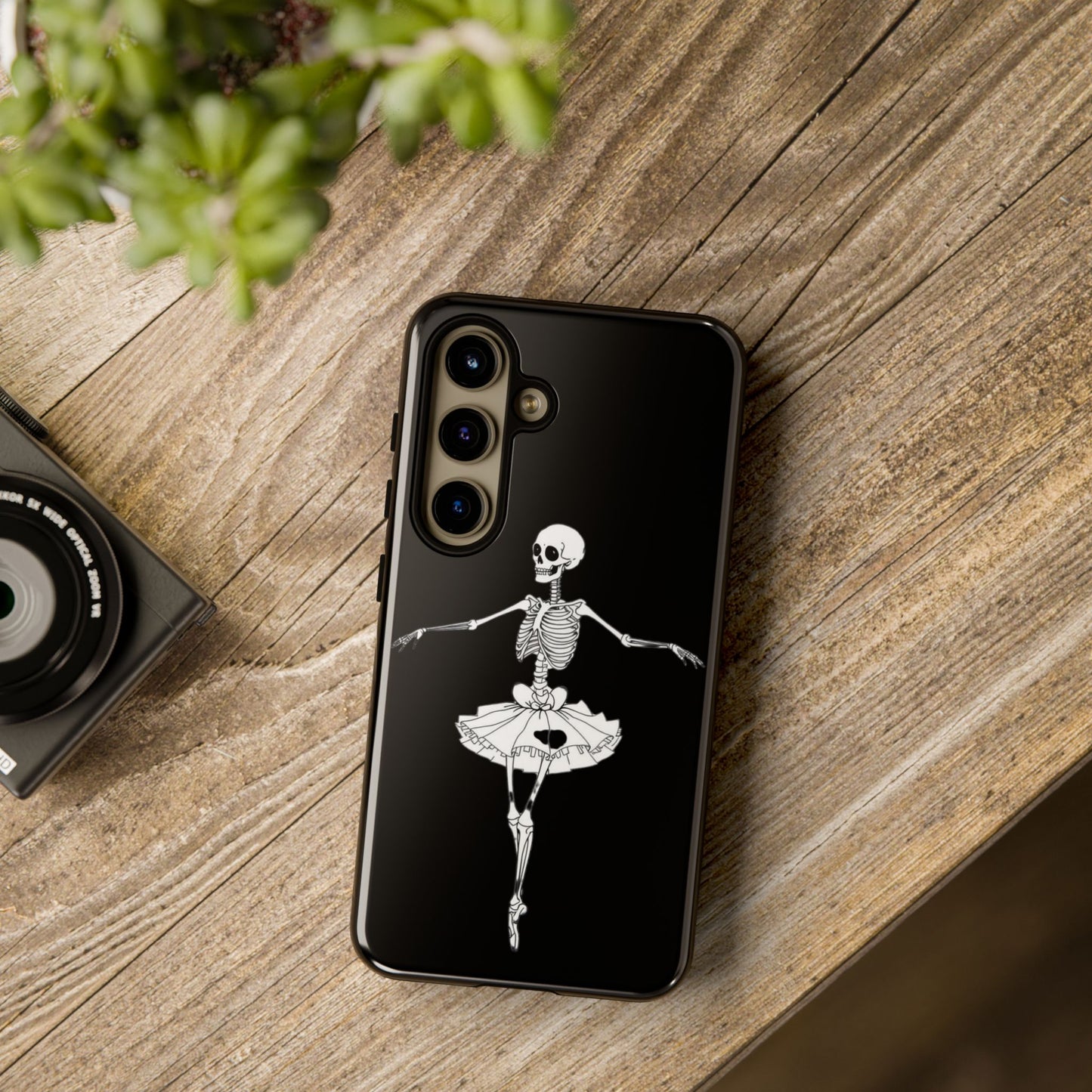 Skeleton Ballerina Phone Case, Tough Phone Cover for Dance Lovers, Unique Skeleton Design, Halloween Gift, Durable Shell