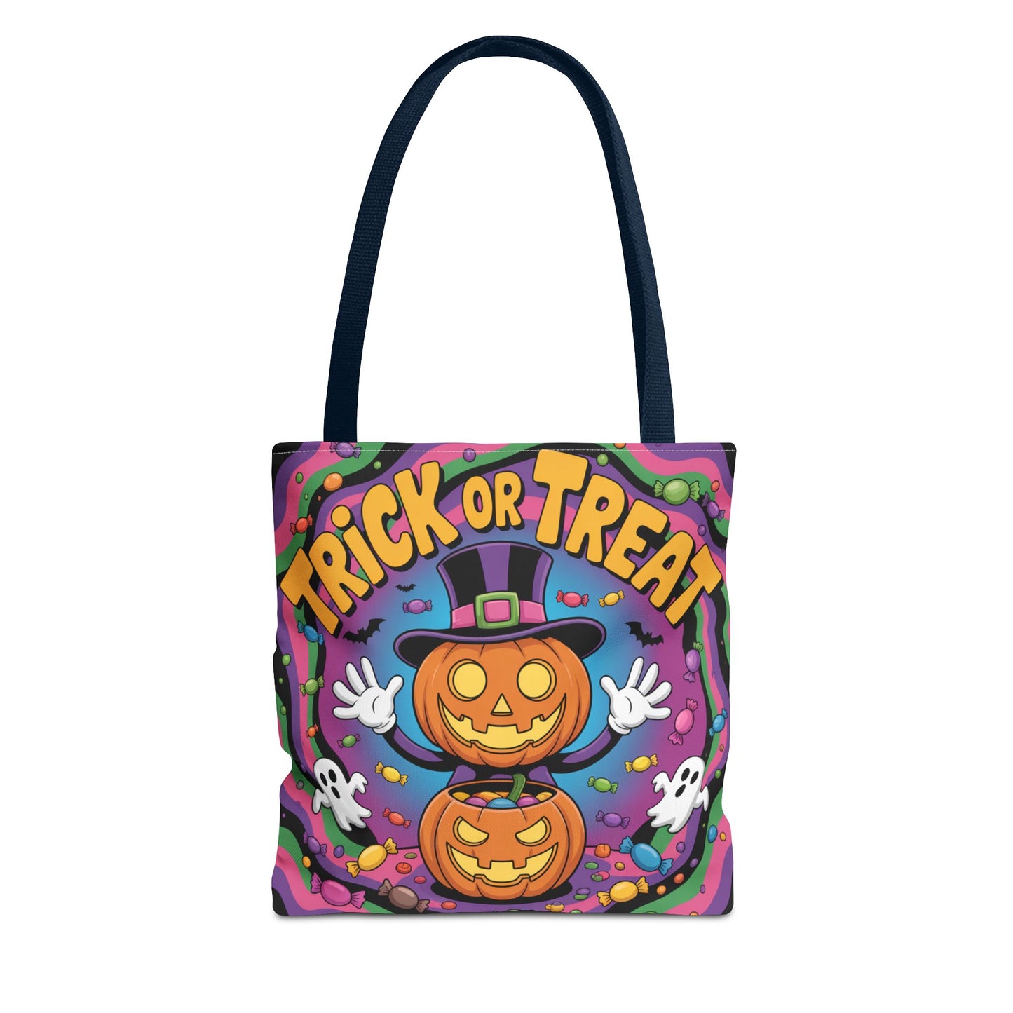 Halloween Trick or Treat Tote Bag, Spooky Autumn Shopping Bag, Pumpkin Design, Halloween Party Accessory, Reusable Gift Bag