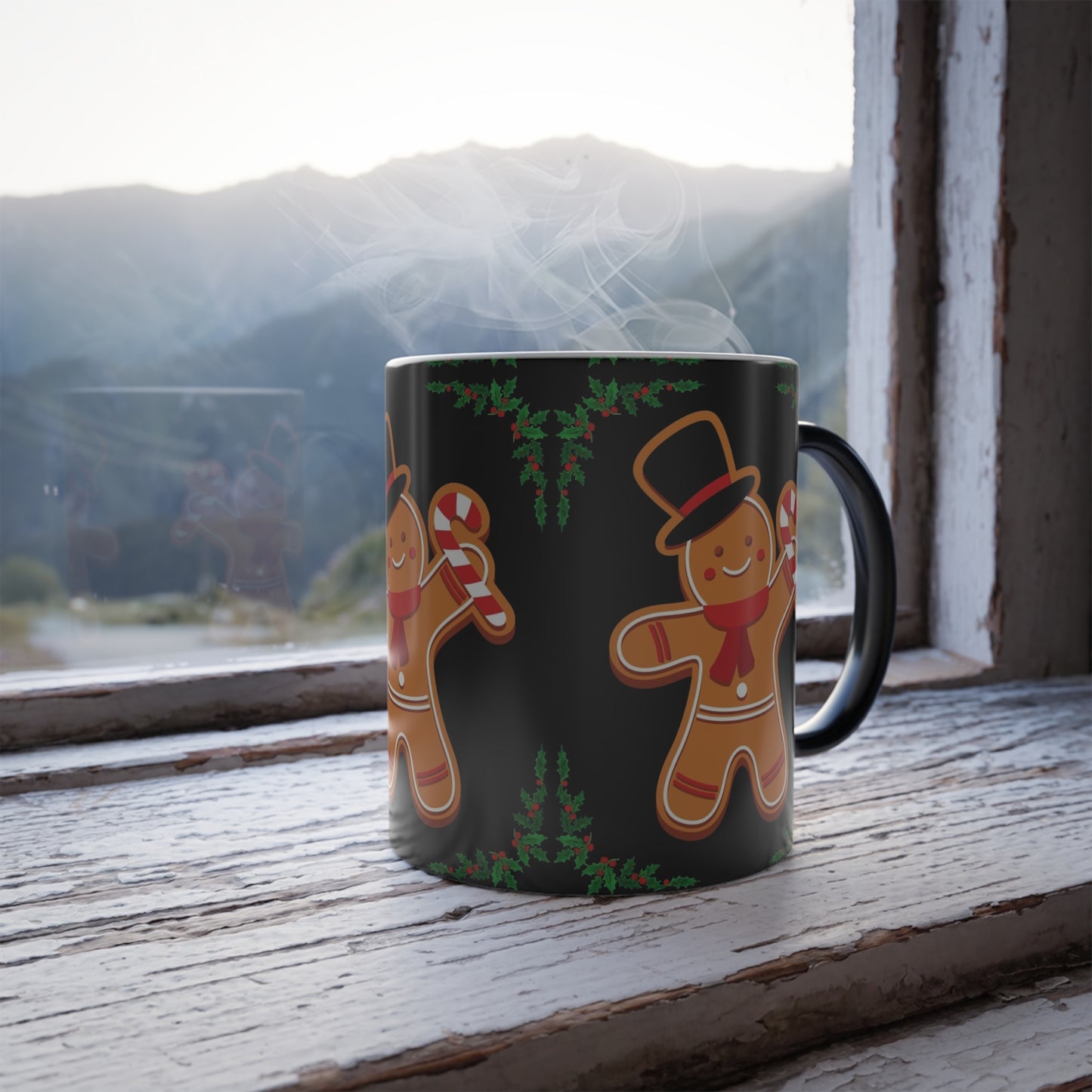 Gingerbread Man Color-Changing Mug, Holiday Gift, Christmas Decor, Creative Coffee Mug, Family Surprise, Festive Kitchenware