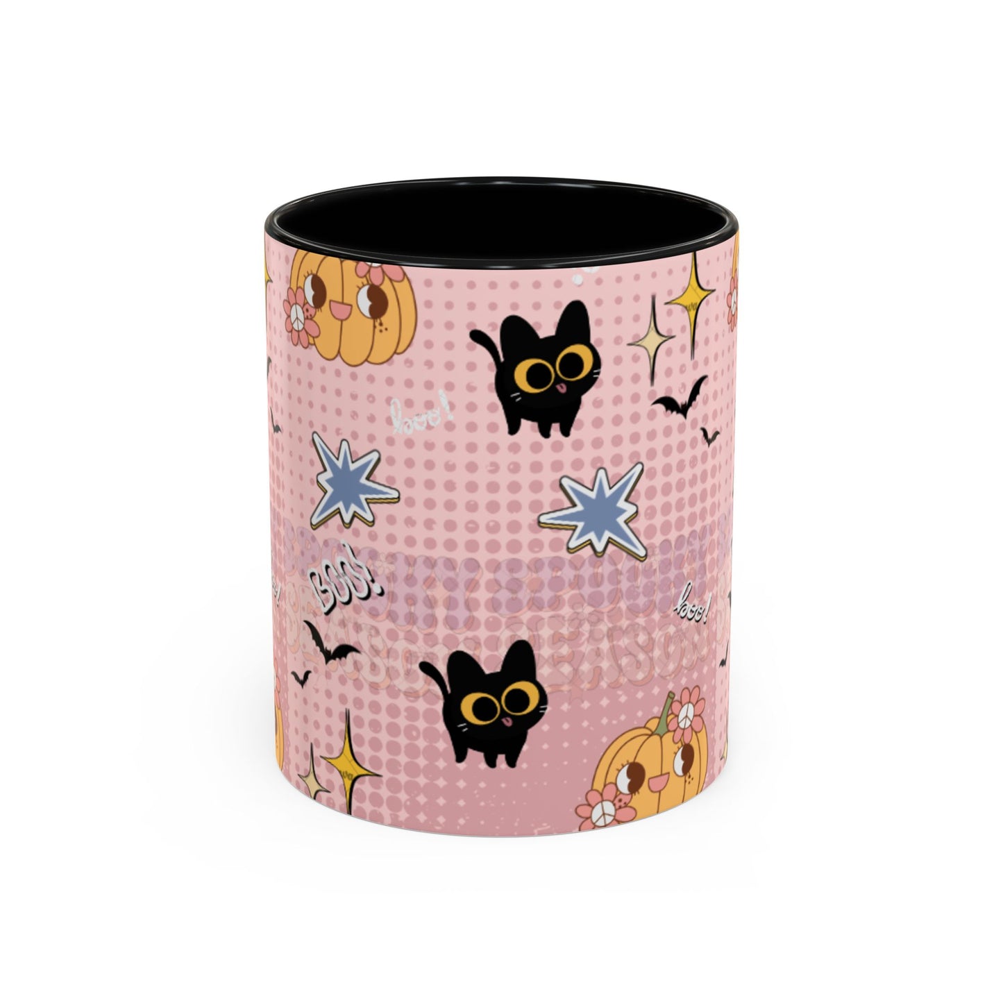 Whimsical Halloween Accent Coffee Mug, Cute Cat & Pumpkin Design, Perfect Gift for Cat Lovers, Holiday Decor, Spooky Season