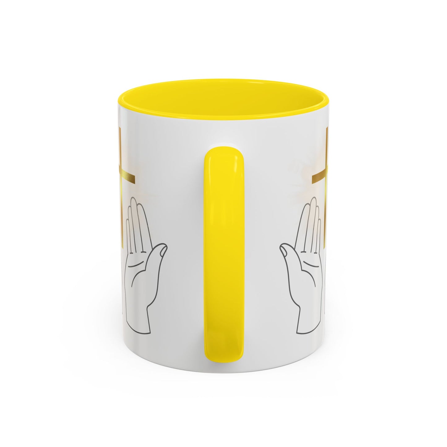 Faith-Inspired Accent Coffee Mug with Hands and Cross - Perfect Gift for Spiritual Gatherings, Daily Motivation, and Religious Celebrations