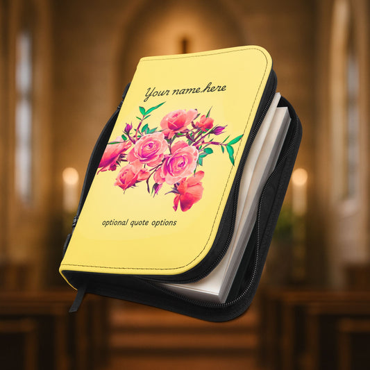 Personalized Floral Bible Cover - Custom Name & Quote Options, Elegant Gift for Baptism, Confirmation, Christmas, or Any Occasion