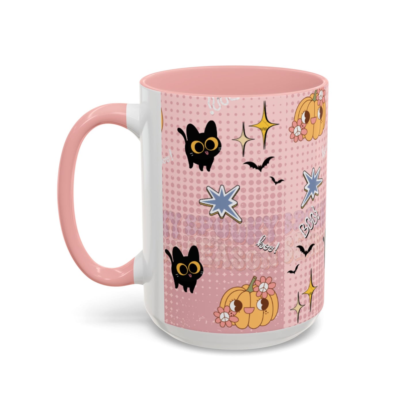 Whimsical Halloween Accent Coffee Mug, Cute Cat & Pumpkin Design, Perfect Gift for Cat Lovers, Holiday Decor, Spooky Season