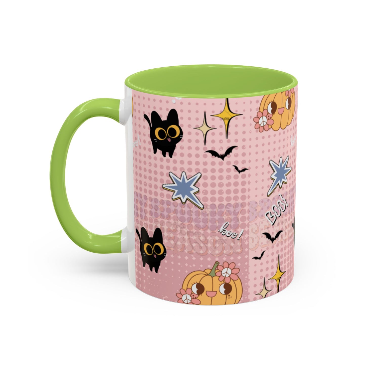 Whimsical Halloween Accent Coffee Mug, Cute Cat & Pumpkin Design, Perfect Gift for Cat Lovers, Holiday Decor, Spooky Season