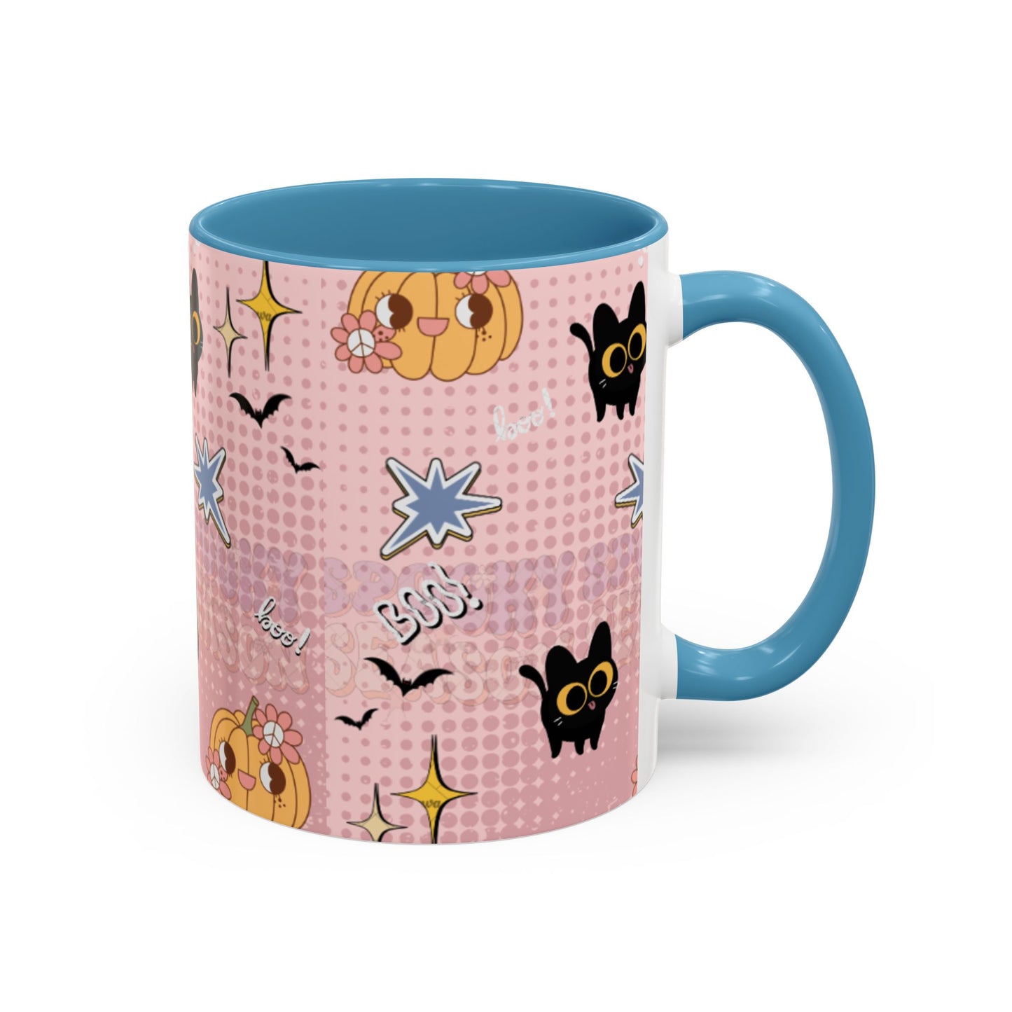 Whimsical Halloween Accent Coffee Mug, Cute Cat & Pumpkin Design, Perfect Gift for Cat Lovers, Holiday Decor, Spooky Season