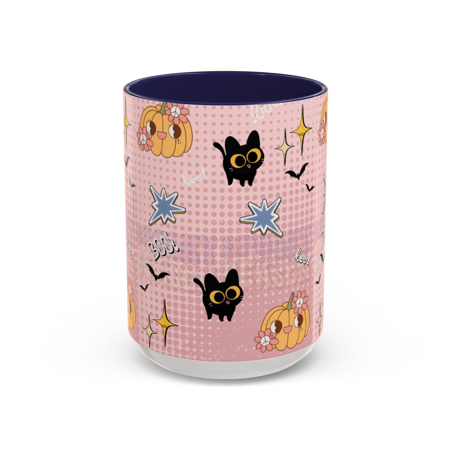 Whimsical Halloween Accent Coffee Mug, Cute Cat & Pumpkin Design, Perfect Gift for Cat Lovers, Holiday Decor, Spooky Season