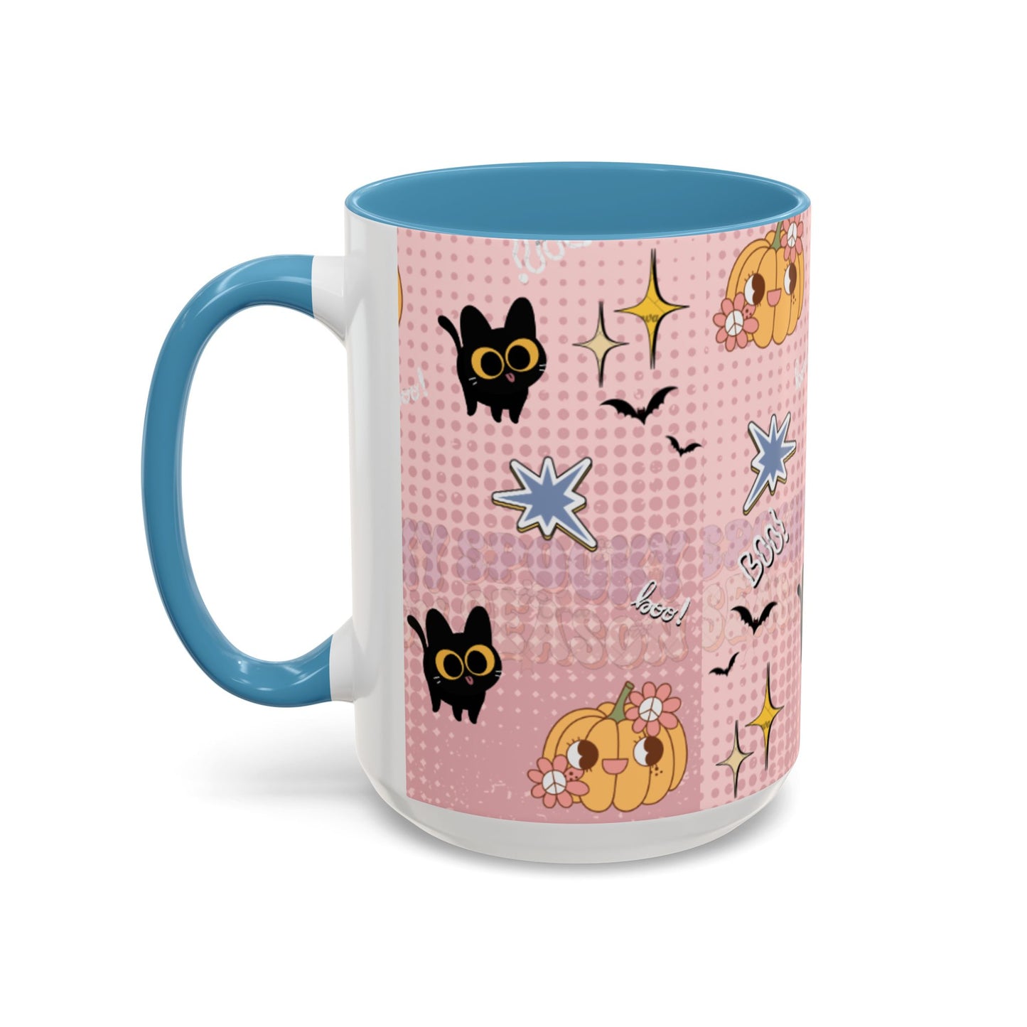 Whimsical Halloween Accent Coffee Mug, Cute Cat & Pumpkin Design, Perfect Gift for Cat Lovers, Holiday Decor, Spooky Season