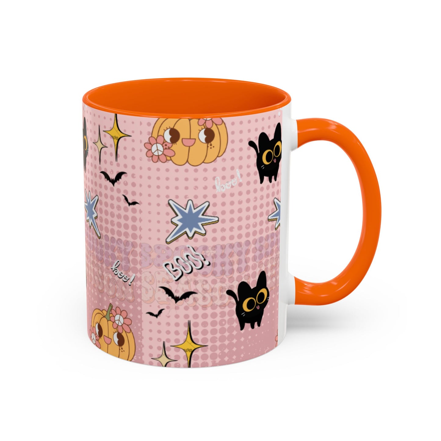 Whimsical Halloween Accent Coffee Mug, Cute Cat & Pumpkin Design, Perfect Gift for Cat Lovers, Holiday Decor, Spooky Season