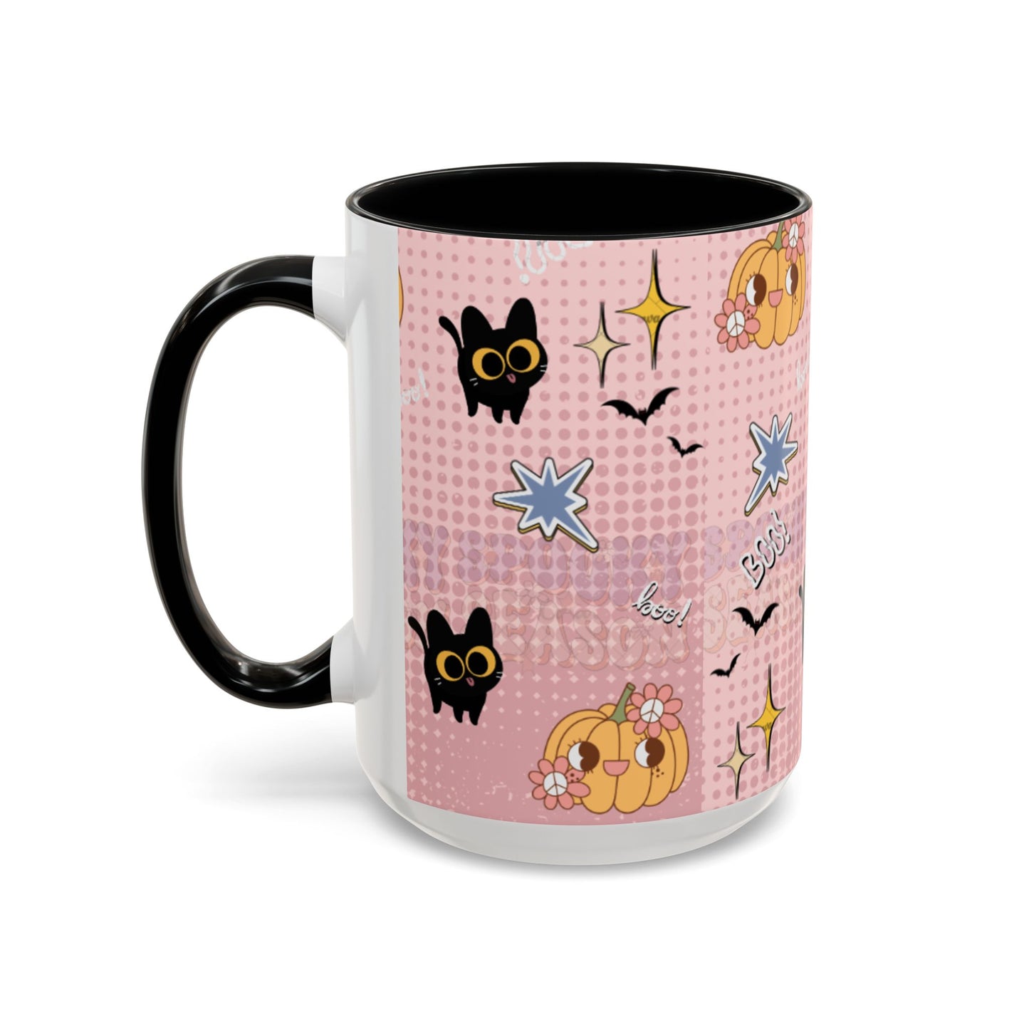 Whimsical Halloween Accent Coffee Mug, Cute Cat & Pumpkin Design, Perfect Gift for Cat Lovers, Holiday Decor, Spooky Season