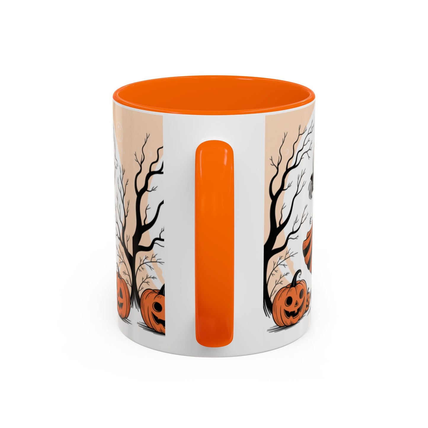 Halloween Accent Coffee Mug - Spooky Pumpkin Design, Ghost and Girl, Fall Decor, Perfect Gift for Halloween, Unique Ceramic Cup