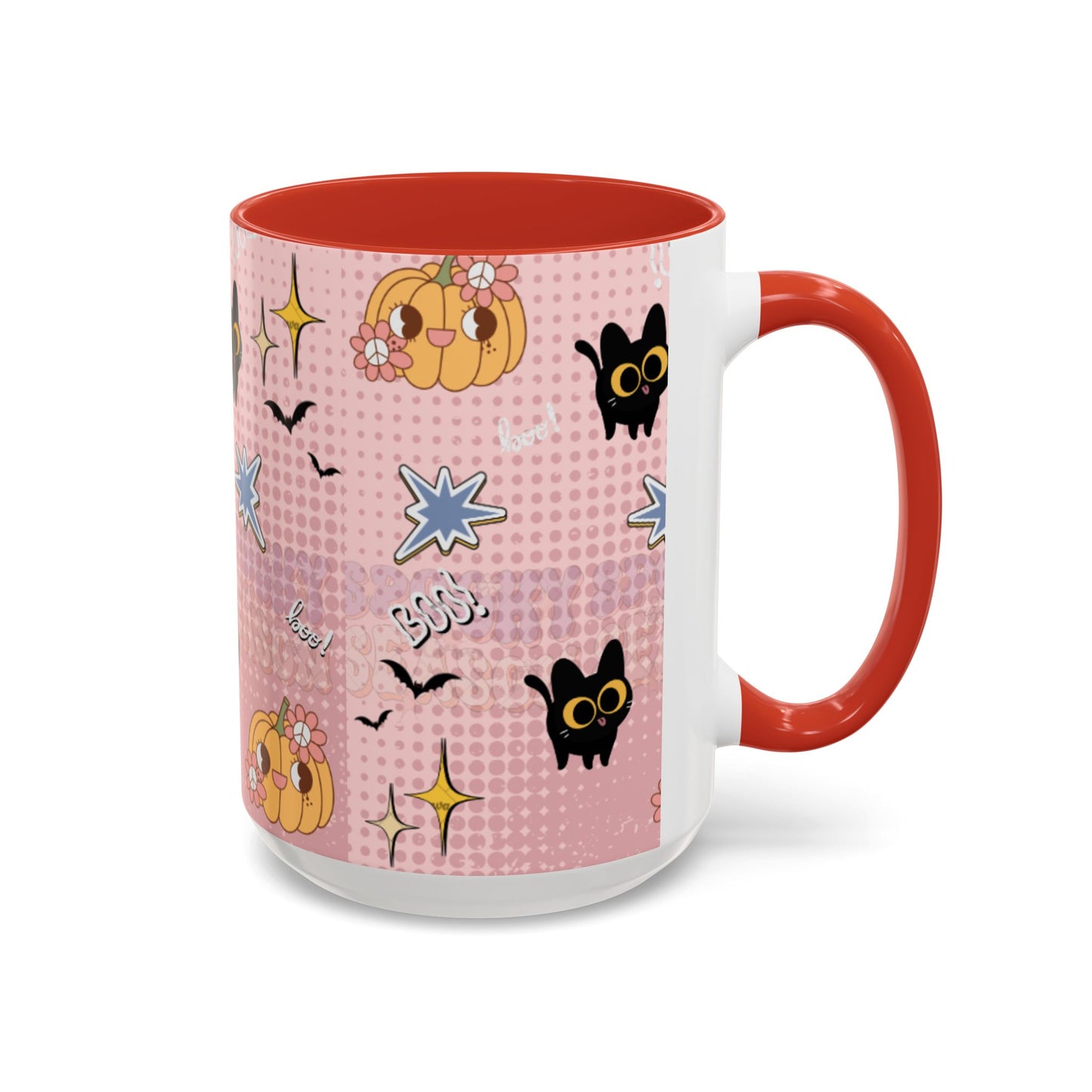 Whimsical Halloween Accent Coffee Mug, Cute Cat & Pumpkin Design, Perfect Gift for Cat Lovers, Holiday Decor, Spooky Season