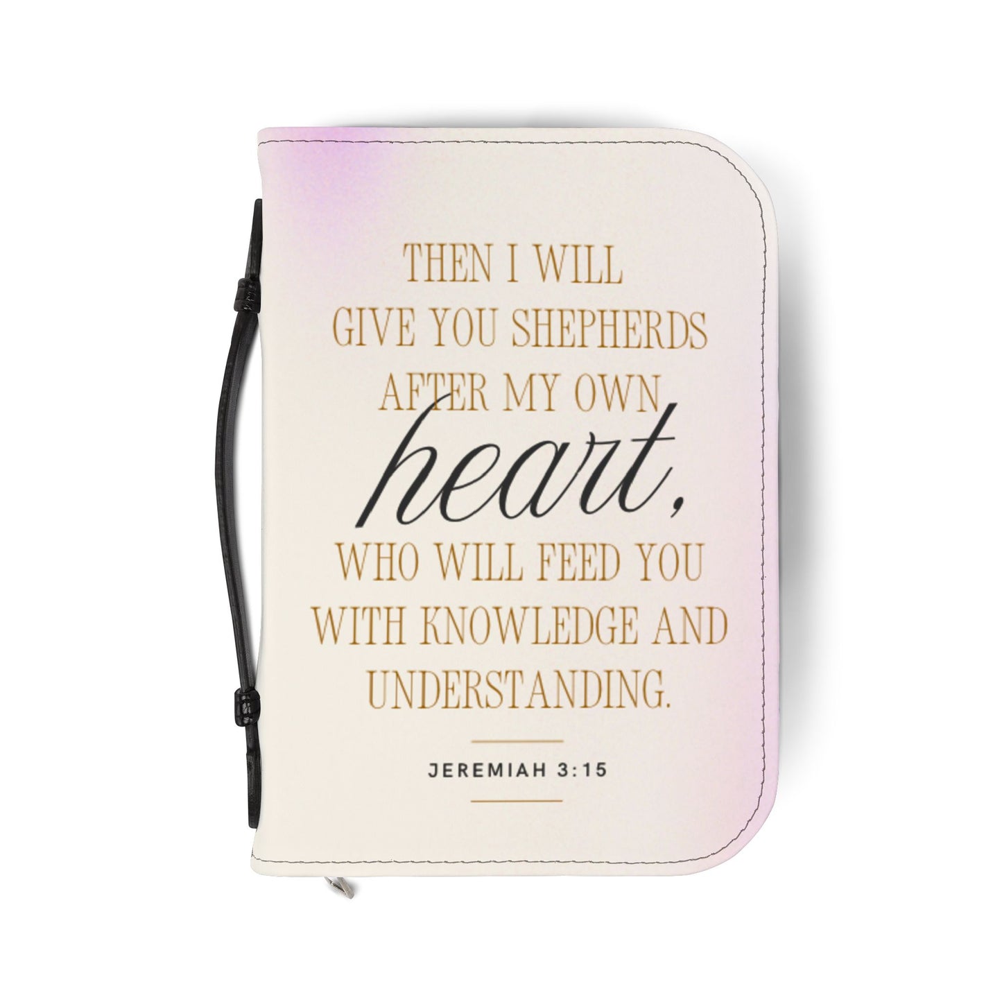 Inspirational Bible Cover for Women, Faith-based Gift for Church, Prayer Journal Holder, Religious Accessories, Jeremiah 3:15 Verse