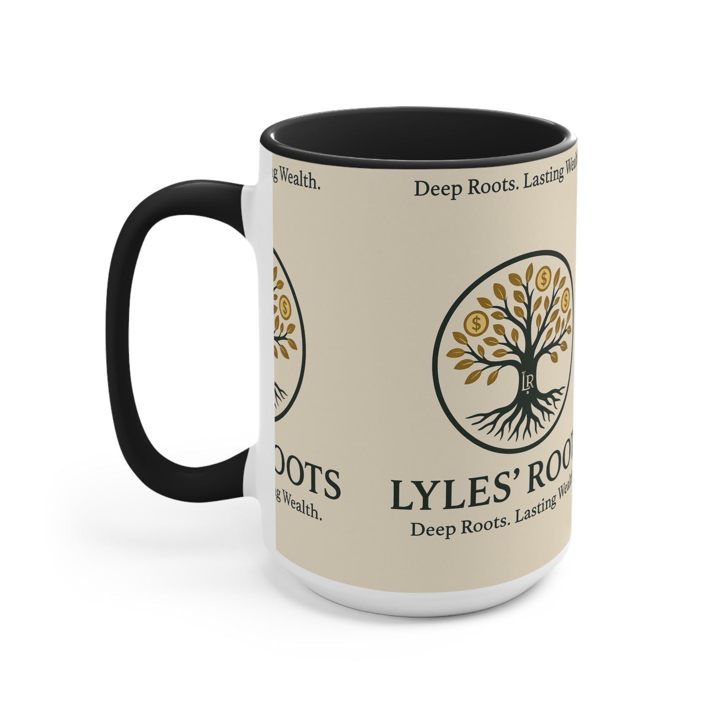 Lyles Roots of Wealth brand Accent Mug - Inspirational Coffee Cup for Financial Freedom, Gift for Entrepreneurs, Office Décor, Motivational Tea Cup