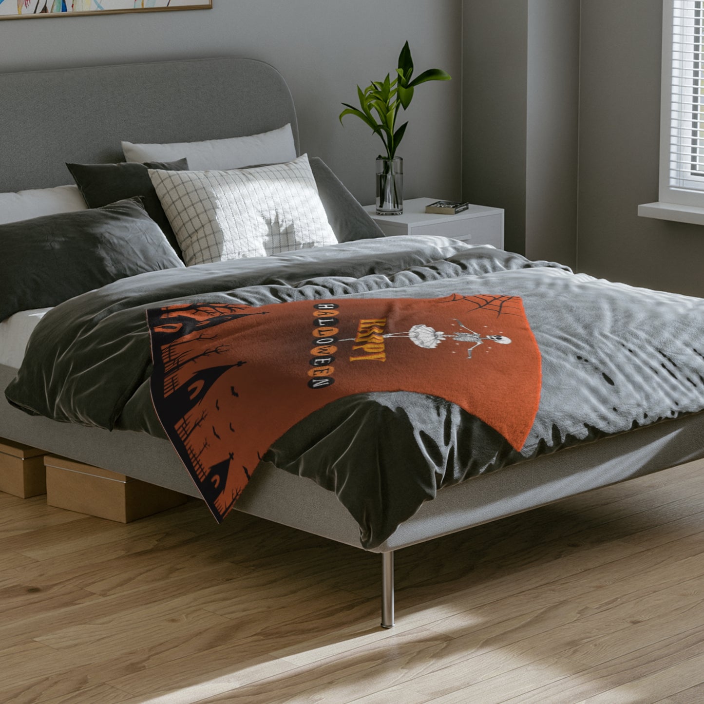 Halloween Skeleton Microfiber Blanket, Cozy Throw for Spooky Season, Perfect for Fall Decor